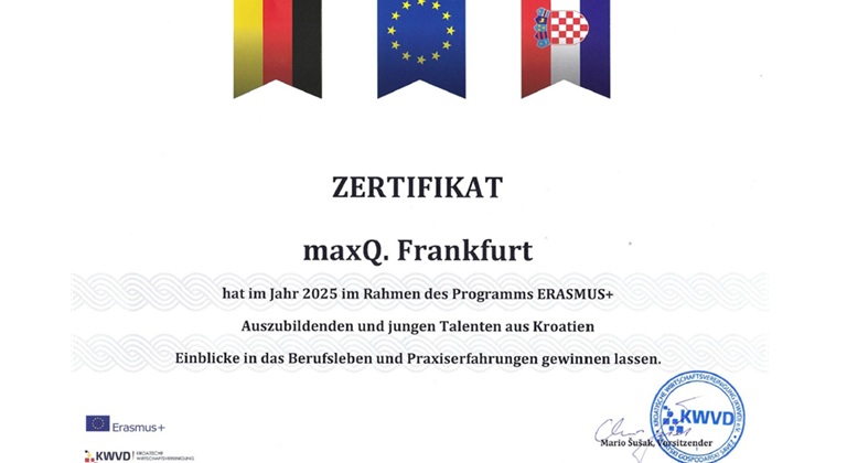 Zertifikat Kroation maxQ Frankfurt